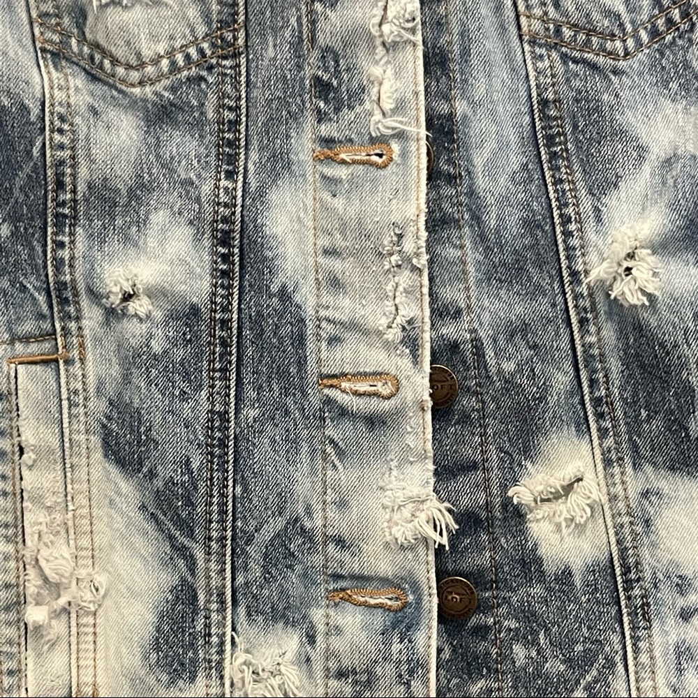 Loft Custom Upcycled Bleached/Distressed Denim Ja… - image 7